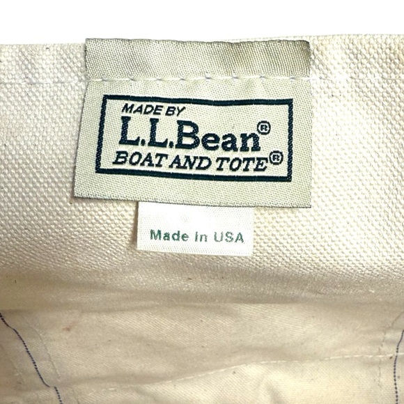 L.L. Bean Medium Boat and Tote Open Top Bag with Green Handles - Picture 6 of 10